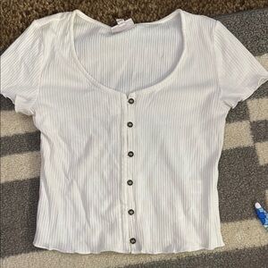 SO Cream Ribbed Fitted Crop Top